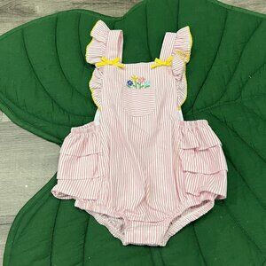 Good Lad 18M Floral Embroidered Ruffle Bubble Romper